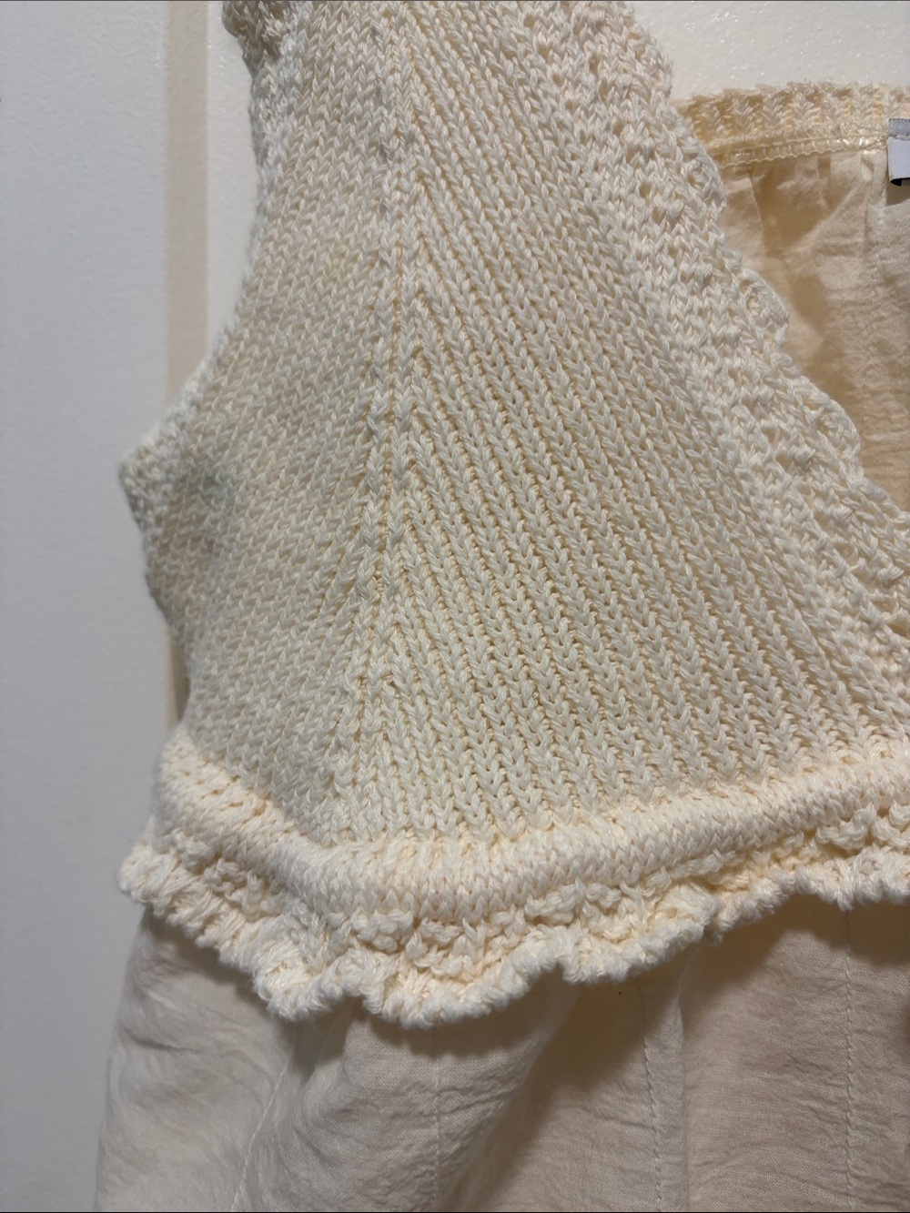 Zara Cream Crochet & Knit Tie-Front Tank - Picture 3 of 13